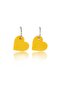 Matte Yellow Color Antiallergic Heart Earrings - 2