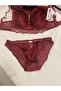 Women's Velvet Bra Slip Set Claret Red 4805 - 2