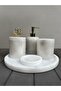 Figured Bathroom Set of 5 - 100% Natural Marble, White Gold - 2