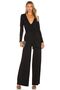Women's Black V-Neck Silk Jersey Jumpsuit