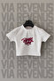 Beautiful Day Printed Narrow Fit Crew Neck Lycra White Crop