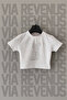 Cat Printed Slim Fit Crew Neck Stretch Fabric White Cropped
