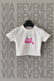 Heart Printed Slim Fit Crew Neck Lycra White Crop