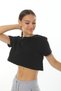 Step Black Women's Cotton Crop Loose T-shirt - 4