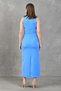 Midi length blue evening dress with vest and skirt look and slit detail 1866 - 3