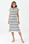 Women's Acrylic Fabric Shirt Collar Batwing Sleeve Sleeve Slit Detail Midi Dress 10097 - 7