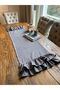 İnci Vintage Velvet Textured Seamless Double Layer Ruffled Smoked Gray Runner - 2