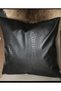 Crocodile Skin Look Faux Leather Pillow Cushion Cover (Black) - 2