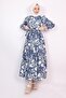 White Floral Flared Hijab Summer Dress - 2