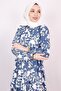 White Floral Flared Hijab Summer Dress - 3