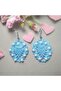 Handmade Knitted Pearl Beaded Ethnic Authentic Aesthetic Soft Vibes Vintage Gift Blue Strawberry Earrings - 2