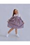 Girl's Flower Embroidered Purple Dress with Bag