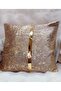 Pillowcase Velvet Fabric Gold Leather Accessorized Velvet-Look Square Cushion Cover 40 x 40 cm - 5