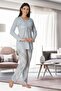 Women's Blue Long Sleeve Winter Cotton Maternity Pajama Set - 2