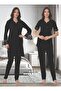 Women's Black Lace Short Sleeve Cotton Maternity Maternity Dressing Gown Pajama Set