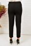Women's Black Elastic Waist Carrot Cut Pencil Pants - 4