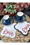 Love Cocktail and Coffee Side Presentation Napkin 2 Pieces Black and White Colored