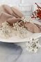 Brosche 6-Piece Silver Luxury Napkin Ring, Flower Model Crystal Stone Napkin Ring - 5