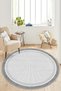 Machine Washable Non-Slip Base Stain Resistant Round Gray Kitchen Rug Living Room Carpet and Runner