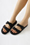 Nessa Black Patent Leather Knitted Strap Women's Slippers Opportunity Product - 4