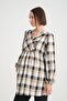 Pregnant Checkered Tunic - Front Opening Button Detail (Breastfeeding) - 3