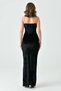 Women's Velvet Fabric Black Maxi Dress with Low-cut and Slit Detail on the Chest582335 - 3