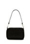 Long Strap Stone Detailed Shine Women's Crossbody Bag Black