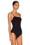Women's Black Strappy Jersey Bodysuit - 3