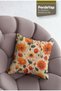Pumpkin and Colorful Flowers Patterned 4-Piece Digital Printed Throw Pillow Cover 43 X 43 cm Orange - 4