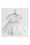 Diana Short Sleeve Scalloped Pink Bow Girls' White Elegant Dress Scallop Dress Scalloped Dress - 5