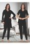 Women's Black Lace Short Sleeve Cotton Maternity Maternity Dressing Gown Pajama Set - 2