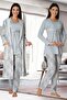 Women's Blue Long Sleeve Winter Cotton Maternity Pajama Set