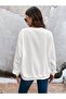 White Oversized Unisex Crew Crew neck Sweatshirt with Red Lipstick and Woman's Printed and "Shush" Symbol - 2