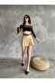 Women's Pleated Belted Mini Skirt with Shorts - 4