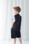 Black flowy fabric shorts vest set - 4