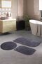 Anthracite Fluffy Bathroom Set 3 Pieces Decorative Plush Non-Slip Base Washable(60x100-40x60-60x60)