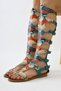 Lilith Turquoise-Colored Snakeskin Patterned Below-The-Knee Gladiator Women's Sandals Opportunity Product - 6
