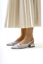 Thamara Silver Patent Leather Pointed Toe Mesh Detailed Short Heeled Women's Shoes - 4