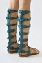 Lilith Turquoise-Colored Snakeskin Patterned Below-The-Knee Gladiator Women's Sandals Opportunity Product - 4