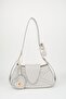 Women's Lotus Light Gray Baguette Wallet Design Faux Leather Snap Closure Hand and Shoulder Bag