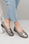 Platinum Round Toe Flat Sole Buckle Tasseled Women's Ballerinas 30151