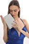 Silver Color Breast Patterned Women's Evening Dress Clutch Portfolio Bag - 4