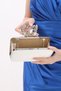 Pearl Color Satin Fabric Flower Motif Stone Hand and Strap Evening Dress Portfolio Clutch Evening Bag - 7