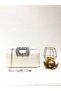 Pearl Color Satin Fabric Flower Motif Stone Hand and Strap Evening Dress Portfolio Clutch Evening Bag - 8