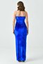 Velvet Fabric, Low-cut Chest and Slit Detail, Stone Strap, Cobalt Blue Maxi Evening Dress 582335 - 3