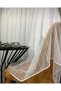Natural Striped Non-Ironing Tulle Curtain with Tight Pleats