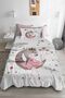 Cute Girl Sitting on the Moon Patterned Single Pique (with Pillow Case) - 2