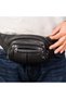 Unisex Water Resistant Vegan Soft Leather Black Shoulder and Waist Bag with Headphone Outlet - 2