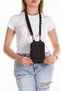 Women's Black Crinkle Fabric Water-Resistant Cross Shoulder and Waist Bag Phone Bag