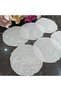 White business patterned lotus model ecru colored cocktail napkin, coffee side napkin, napkin 4 pieces - 6